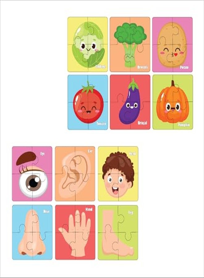 Khilonewale Set of 2 Wooden Jigsaw Puzzles for Kids | Body Parts + Vegetables | Montessori Educational Learning Toy | Durable Preschool Puzzle Board for Toddlers (Age 2-5 Years) - Image 2